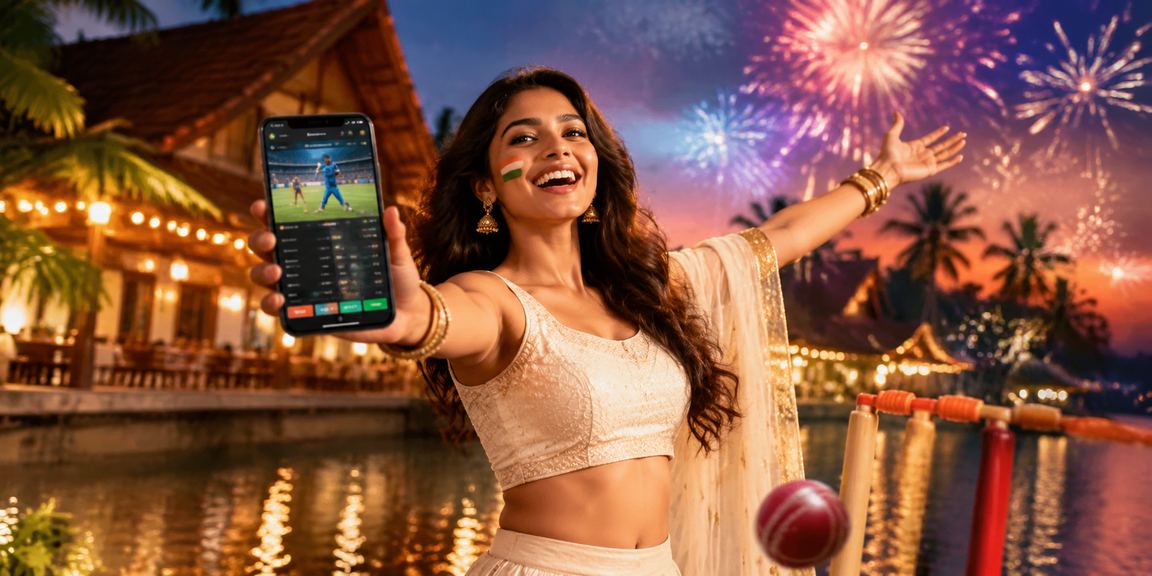 A cricket match in Kerala with betting screens